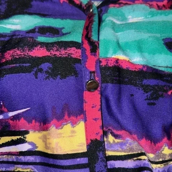 Cocomo Women’s Top Green Striped Stretch Colorful Y2K Tie Front - Picture 4 of 6